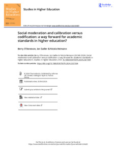 Social Moderation And Calibration Versus Codification A Way Forward